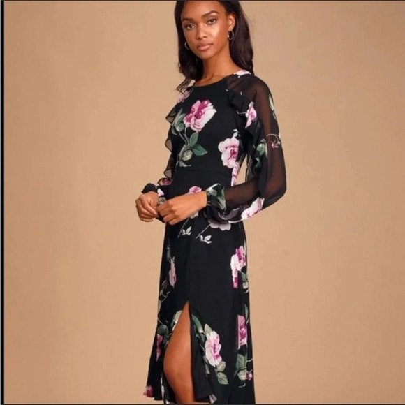 Lulus Once & flor all floral ruffle midi dress - Picture 3 of 15